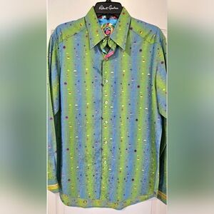Robert Graham Green and Blue Button Down Shirt Size M